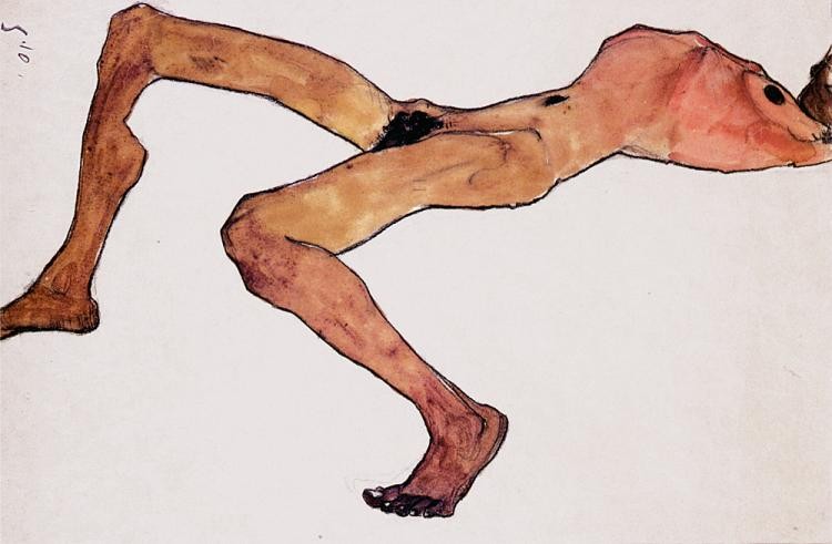 Egon Schiele Sitting male act